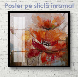 Poster, Pictura unei flori de mac pictată în vopsele în ulei