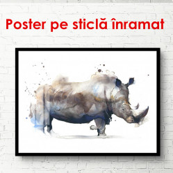 Poster, Rinocer pictat în acuarelă