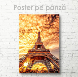 Poster, Turnul Eiffel pe fundalul unui apus de foc