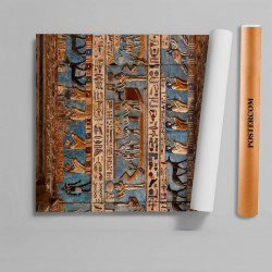 Stickere 3D pentru uși, Rună egipteană pe un fundal albastru, 1 foaie de 80 x 200 cm