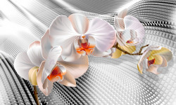 Tablou modular, Orhidee strălucitoare pe un fundal volumetric