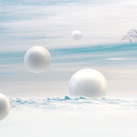 Fototapet 3D, Fantezie cu perle albe ce cad în ocean