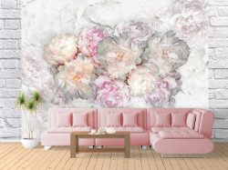 Fototapet, Flori albe și roz
