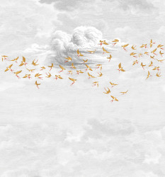 Fototapet, Păsări aurii pe fundalul norilor
