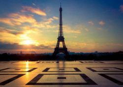 Fototapet, Turnul Eiffel la apus de soare