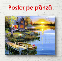 Poster, Colibă ​​lângă iaz