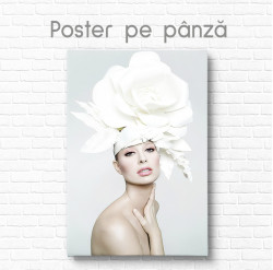 Poster, Fată și floare albă