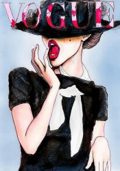 Poster, Femeie în rochie neagră și cu pălărie