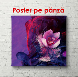 Poster, Floare roz pe un fundal violet