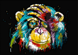 Poster, Maimuță abstractă pe fundal negru
