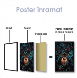 Poster, Maimuță în jurul fluturilor albaștri