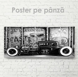 Poster, Mașină vintage alb-negru