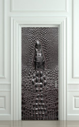 Stickere 3D pentru uși, Textura pielii de crocodil cenușiu, 1 foaie de 80 x 200 cm