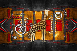 Tablou modular, Imagine abstractă a unei girafe în stil etno