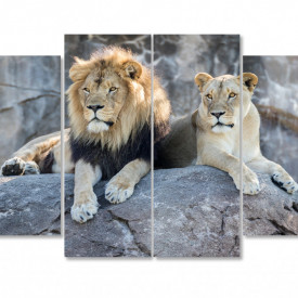 Tablou modular, Leul și leoaica stau pe piatră