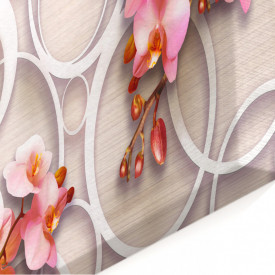 Tablou modular, Orhidee roz pe un fundal 3D.