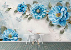 Fototapet, Flori albastre delicate