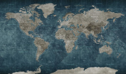 Fototapet, Harta lumii gri-albastră