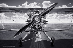 Fototapet, Imagine alb-negru a unui avion retro