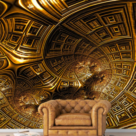 Fototapet, Modelul abstract de aur sub formă de spirală din clădiri