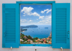 Fototapet, O fereastră albastră