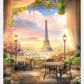 Fototapet, Un balcon cu Priveliște la Paris
