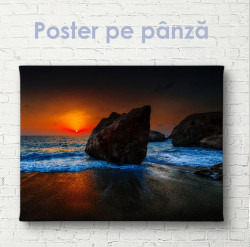 Poster, Apus de soare pe fundalul mării și stânci