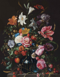 Poster, Buchet de flori pe fundal negru