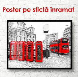 Poster, Cabine de telefon roșii și un autobuz roșu