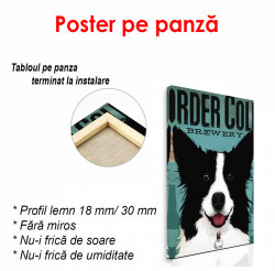 Poster, Câine alb-negru pe fundal albastru