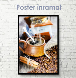 Poster, Ceașcă de cafea și boabe de cafea
