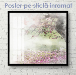 Poster, Copac în flori în ceață