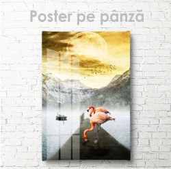 Poster, Flamingo pe fundalul munților