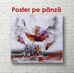 Poster, Floare roșie abstractă pe fundal gri