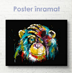 Poster, Maimuță abstractă pe fundal negru