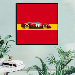 Poster, Mașină pe o dungă galbenă și pe un fundal roșu