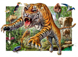 Poster, Tigru înfuriat în fundalul junglei