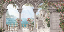 Tablou modular, Arcacurile romane antice si o priveliste frumoasa asupra lacului