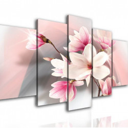 Tablou modular, Flori delicate pe fundal roz.