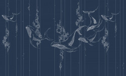 Tapet foto pentru copii, Balenele albastre în stil abstract