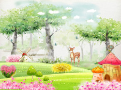 Tapet foto pentru copii, Ilustrația pădurii magice pentru copii