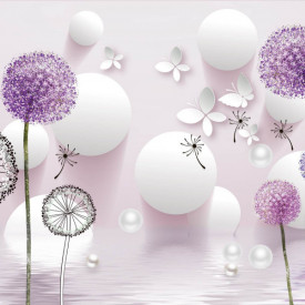 Fototapet 3D, Flori purpurii pe un fundal abstract