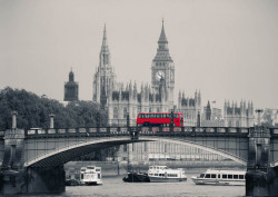 Fototapet, Autobuzul roșu în London