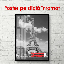 Poster, Autobuz roșu în Paris alb-negru