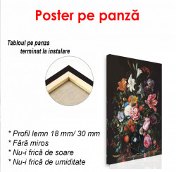 Poster, Buchet de flori pe fundal negru