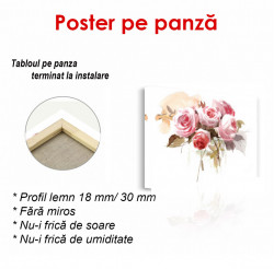 Poster, Buchetul de flori roz pe un fundal alb