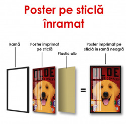 Poster, Câine portocaliu pe fundal roșu