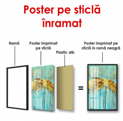 Poster, Copaci de aur pe un fundal albastru
