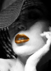 Poster, Doamnă într-o pălărie cu buze strălucitoare