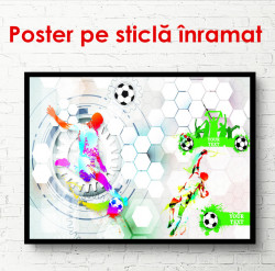 Poster, Fotbalistul abstract cu minge pe un fundal gri